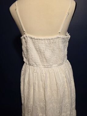 Japna White Eyelet Midi Dress with Smocked Bodice